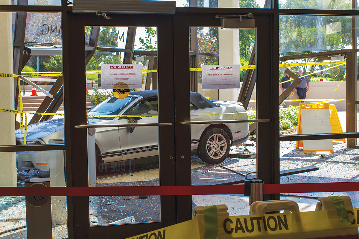 Car crashes into OCCC main entry