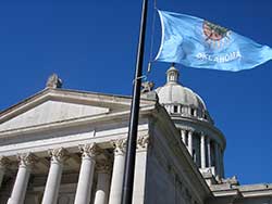 Oklahoma Capitol and Flag